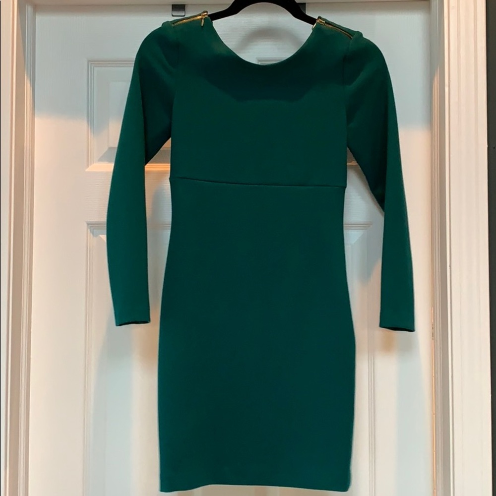 Zara emerald dress with zipper detail